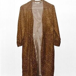 Vintage Selene Sport Animal Print Duster Jacket Lined Robe Coat Small